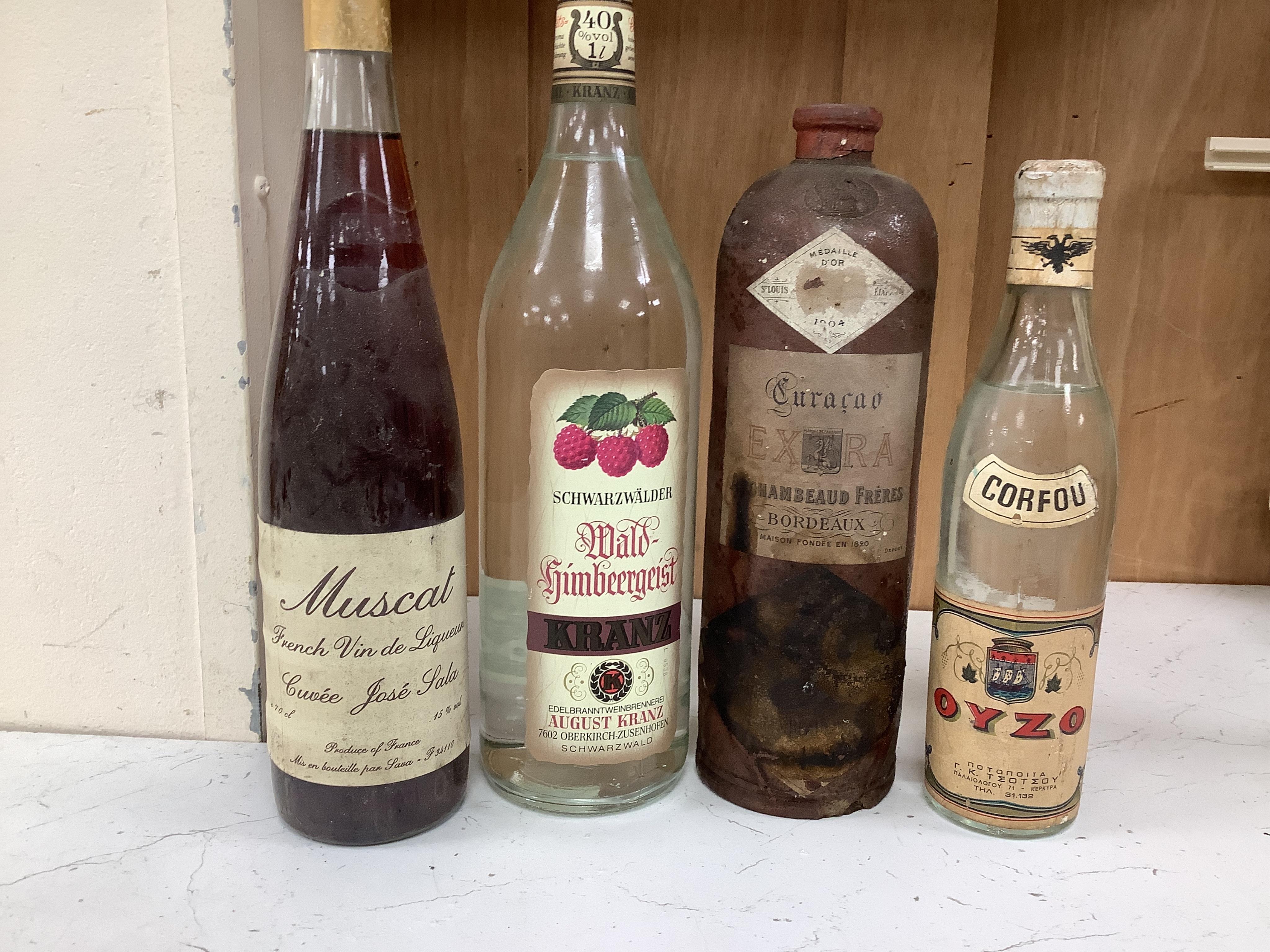 Seventeen bottles of various liqueurs including, Drambuie, Crème de Menthe etc. Condition - storage unknown